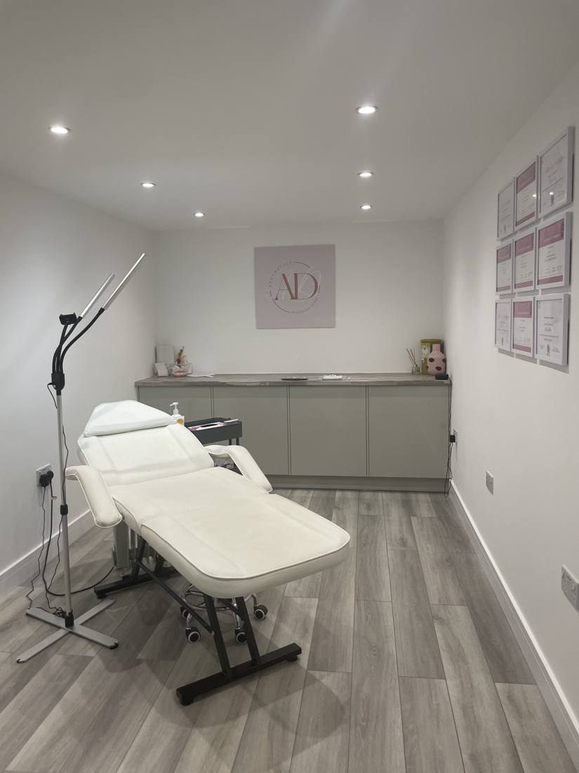 Treatment room overview with certification wall